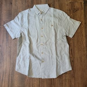 Murano Baird McNutt Linen Blend Men's Gray Casual Button Front Shirt